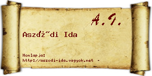 Aszódi Ida névjegykártya